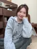 Cárdigan con Capucha para Mujer, Otoño e Invierno, Engrosado, Estilo Coreano, Estilo Holgado Perezoso, Suéter de Punto Suave Chaqueta Top
