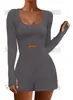 Verano 2023 nuevo europeo y americano comercio exterior sexy manga larga sin espalda mono deportivo exterior traje de yoga