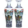 Jarrón de porcelana azul y blanco pintado a mano con paisaje, de cerámica de Jingdezhen, tamaño grande, adecuado para sala de estar o vestíbulo, decoración de inauguración de hotel