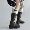 Botas de Tacón Grueso con Lazo para Mujer en Diseño Otoño e Invierno, Estilo Hada, Estilo Francés, Elegantes, Dulces, Modernas, Botas de Caballero Retro