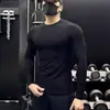 Camiseta Masculina de Manga Longa Justa para Esportes Corrida Atletismo Treinamento Basquete Segunda Pele Alta Elasticidade Secagem Rápida Respirável Roupa Fitness