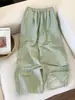 En StockPantalones de Salón Rayados Verdes de Verano Pantalones de Dormir para Mujer 2025 Nuevos Pantalones Casuales de Pierna Ancha Pantalones Largos para el Hogar