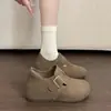 Pessoa Baixa Birkenstock com Solado Grosso Feminino 2026 Nova Coleção Primavera Aumento Interno de Altura 7cm Couro Fosco Slip-on Retro Sapatos Individuais