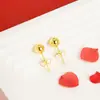 Brincos de Ouro Areia Vietnamita com Contas Redondas Pequenas Brilhantes Brincos de Feijão Jóias Versáteis para o Temperamento de Meninas Brilhantes Simples Atacado