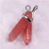 Colgante de Punta de Cuarzo piedra natural cristal ágata bala hexágono Cadena de poste Colgante al por mayor