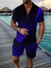 2026 Estilo Nuevo Europeo para Hombre Estación Independiente Fuente Casual Bloque de Color POLO Cremallera Cuello Solapa Camisa Manga Corta Conjunto