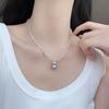 Collar de Perlas de Zirconio de Alta Gama Estilo Francés Retro de Corte Lazo Corazón Cadena Clavicular Joyería Simple Versátil