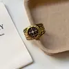 Nuevo Anillo de Cruz Dorado Antiguo para Mujer, Diseño de Nicho de Alta Gama, Versátil, Lujo Ligero, Anillo Abierto Ajustable para Mujer