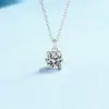 Colar de Prata Esterlina 925 com Moissanita de Diamante Único de Um Quilate para Mulheres, Colar com Pingente Quadrado, Corrente Simples para Clavícula