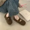 Zapatos de Felpa Mary Jane Cálidos Redondos de Punta, Modernos y Elegantes para Mujer, Zapatos Planos de Algodón para Exteriores de Invierno