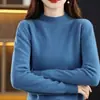 Suéter de Cachemira para Mujer Otoño e Invierno, Suéter Holgado de Cuello Medio Alto de Cachemira, Suéter Base de Lana Versátil, Engrosado