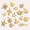Concha chapada en oro al vacío cruz acero titanio diy colgante pequeño femenino caballito de mar estrella acero inoxidable joyería pulsera colgante