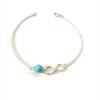 Pulsera de doble cadena para mujer, joyería de comercio exterior europea y americana, venta al por mayor, cuentas de turquesa simples, pulsera de buena suerte de 8 palabras
