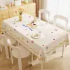Toalha de Mesa Desenho Animado, Sem Lavagem, Impermeável, À Prova de Óleo, Resistente ao Calor, Estilo Dopamina Creme, Toalha de Mesa Retangular, Protetor de Mesa, Chá