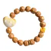 Pulsera de Queso con Cabeza de Mono Tallada con Corazón de Marfil Nogal Pequeño Círculo Único Pulsera de Cuentas Budistas para Hombres para Mujeres