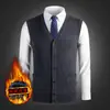Nuevo chaleco cárdigan de punto liso de cuello en V para hombre, otoño e invierno, top sin mangas casual y elegante para papás