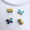 Colgante de Mariposa Azul Esmaltado Cloisonné Chapado en Cobre Dorado Antiguo Cuentas Espaciadoras Accesorios para Joyería DIY Hechos a Mano