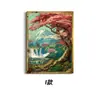 Pintura Decorativa Retro Ukiyo-E com Borda Dourada de Estilo Japonês Mais Vendida Transfronteiriça para Espaço de Parede de Fundo de Izakaya e Guesthouse, Pintura para Pendurar na Parede