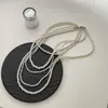 Colar Europeu e Americano Transfronteiriço de Pérolas Multicamadas, Luxo Leve, Corrente de Clavícula Simples e de Alto Padrão, Joia Fashion e Versátil