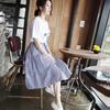 Nuevo Traje de Moda Coreana para Mujer de Verano 2018: Camiseta Estampada de Manga Corta + Falda de Longitud Media, Estilo Pequeño Fresco