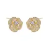 Aretes de Flor de Camelia de Lujo Ligero Estilo Francés con Microincrustaciones de Circonita, Versátiles Aretes Florales de Uso Diario de Gama Alta con Cierres de Plata de Ley S925