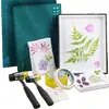 Materiales de Impresión con Piedra de Alumbre, Frotado y Teñido con Plantas, Herramientas de Primavera, Actividades Divertidas, Cultura/Set, Bolsa de Lienzo Manualidades para Niños