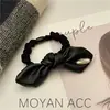 Elástico de Cabelo Feminino Dongdaemun Coreano com Laço, Couro Fofo Estilo Ins, Simples com Etiqueta, Elástico, Versátil e Elegante