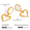 Pendientes de Titanio Yuhui Transfronterizos Estilo Retro Tema Corazón Incrustados con Pedrería Chapado en Concha Color Dorado Real Retención de Color Pendientes de Acero Inoxidable