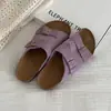 Medias zapatillas retro de suela plana Birkenstock Chuyuji para mujer, casuales y versátiles, cómodas para los pies, rojas, antideslizantes, con suela suave de corcho