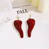 Pendientes de Aguja de Plata Diseño de Nicho de Lujo Ligero Europeo y Americano Pendientes Exquisitos Únicos de Chile Rojo Pendientes de Moda Divertidos de Tendencia