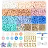 Pulseira Colar Pingente de Flores e Borboletas Rosa, Marrom e Azul com Peças de Argila Macia e Contas Douradas Contas Espaçadoras Materiais Acessórios para Joias DIY
