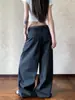 Pantalones casuales de rayas de doble cintura de alta gama estilo americano vintage para hombres y mujeres, con caída suelta y estilizante y cordón, pantalones de longitud hasta el suelo