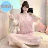 Vestido Pijama de Verão Feminino Plus Size com Sutiã Embutido Algodão Nuvem Manga Curta Estilo Princesa Plus Size Roupa de Casa Fina