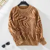 Suéter de Punto con Estampado de Cebra y Lluvia Nebulosa para Mujer, Estilo Transfronterizo, Otoño Invierno, Nueva Moda, Cuello Redondo, Estilo Europeo y Americano