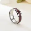 Accesorios de Moda Populares Transfronterizos Europeos y Americanos Anillo de Acero Inoxidable en Color Acero con Patrón de Madera Roja