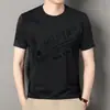 Camiseta de manga corta de seda de hielo de secado rápido para hombre en verano, fina y transpirable, con cuello redondo, moderna y versátil para hombres jóvenes y de mediana edad
