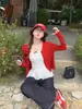 Cárdigan con camisola para mujer, otoño 2026, chaqueta de punto súper elegante, cobertura para protección solar, top corto, blanco, talla única