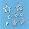 [Colgante de Pentagrama con Pedrería] Nuevos Pendientes Casuales Versátiles Colgante de Collar Estrella de Diamante Accesorios de Aleación Colgante