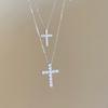 Colar Cruz de Diamante Elegante Moda Nicho Design Simples Versátil Corrente de Colar de Alta Qualidade Colar de Casal Tendência