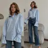 2026 Amazon Transfronterizo Ropa de Mujer Europea y Americana Holgada Botones Solapa Manga Larga Casual Color Sólido Camisa Nuevo Estilo