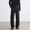 Pantalones casuales rectos para hombre, color negro, nuevos para otoño e invierno 2026, estilo "old money", pantalones de pierna ancha fluidos