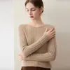 Suéter de Tricô Cashmere Ombro Só Manga Longa Costela Larga Emagrecedor Camada Base Outono/Inverno 2026