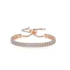 Conjunto de pulseras de venta caliente transfronteriza: Pulsera de tenis de circón blanco con cordón ajustable, joyería de diamantes de una hilera y diamantes de doble hilera, venta al por mayor de fábrica
