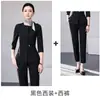 Conjunto de Terno Profissional Azul Marinho com Manga Três Quartos para Mulheres, Novo Verão de Alta Qualidade, Roupa de Trabalho para Gerente de Salão de Beleza, Recepção de Hotel