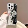 Adecuado para funda de teléfono iPhone 17 Pro Blanco Rosa Diamante Brillante, Sensación de Alta Gama para Apple 16, Diseño Único con Agujeros Grandes, Anti-Caídas para 14/15