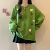 Cardigã de Tricô Verde Suéter Florido Casaco Feminino Primavera Novo Tamanho Grande Gordura Média Longo Top Redutor de Idade