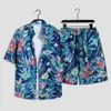 Traje de playa hawaiano para vacaciones, holgado, de talla grande, para hombre, de marca de moda, camisa de manga corta, conjunto informal de dos piezas