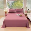 Lençol de Cama Versátil de Cor Sólida em Algodão Lavado com Tecido Delicado, Amigo da Pele para Dormir Nu, Roupa de Cama Prática para Casa, Pousada e Dormitório