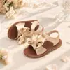 Sandalias de Satén con Lazo para Niñas Suela Suave Antideslizante Velcro Punta Abierta Dulce Estilo Princesa Zapatos para Niñas