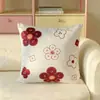 Almofada decorativa floral fresca estilo japonês, almofada quadrada para sofá de sala de estar estilo ins, almofada lombar quadrada para cabeceira de cama